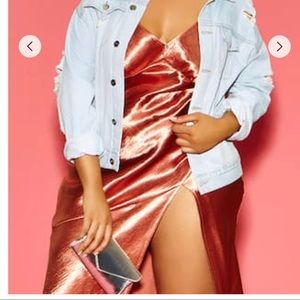 Rose Gold Satin Maxi Dress